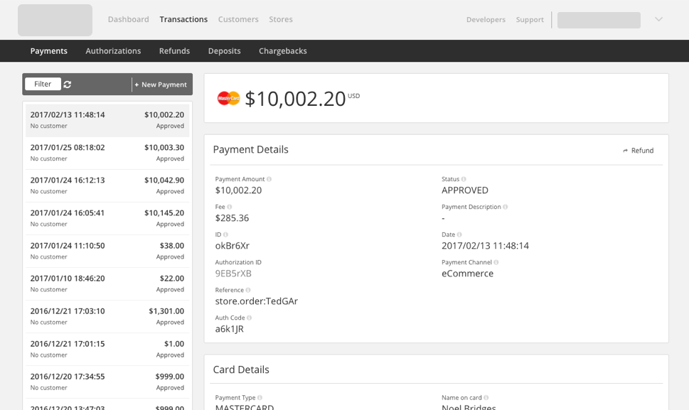 Payment view in RadiumOne Simplify